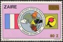 Flags of France and Zaire, Map of Africa - Surcharged