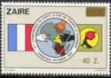 Flags of France and Zaire, Map of Africa - Surcharged