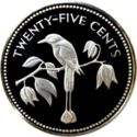25 Cents (Avifauna of Belize - Blue-crowned Motmot - Silver edition)