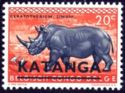White Rhinoceros (Ceratotherium simum) overprinted KATANGA
