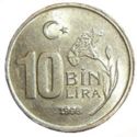 10,000 Lira (10 Bin. Very thin flan 2.1mm)