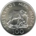 100 Shilingi (Conservation - African elephant with calf)