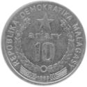 10 Ariary (Incuse motto "A")