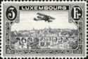 Biplane over Luxembourg City (3 Fr. black)