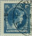Grand Duchess Charlotte facing Right (Surcharge - blue)