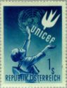 School child, peace dove & UNO-badge UNICEF