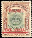 Labuan Stamp Overprinted BRUNEI in Red and Surcharged