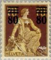 Helvetia with sword - surcharged