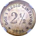 2½ Pesos (Flat base on cap.)