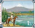 Mexican rider and volcano Popocatepetl