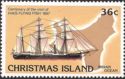 HMS "Flying Fish" and Outline Map of Christmas Island