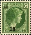 Grand Duchess Charlotte facing Right (Surcharge 15c on 25c)