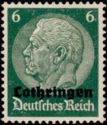 Overprint LOTHRINGEN Over Hindenburg