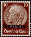 Overprint LOTHRINGEN Over Hindenburg
