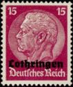 Overprint LOTHRINGEN Over Hindenburg