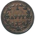 1 Rappen (escutcheon above wreath)