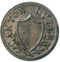 1 Rappen (escutcheon above wreath)