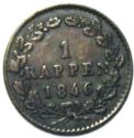 1 Rappen (escutcheon in front of wreath)