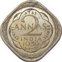 2 Annas (1/8 Rupee- sec. head - small value - small crown)