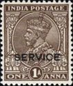 King George V wearing Imperial Crown of India - overprinted