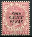 Straits Settlements Overprinted "ONE CENT PERAK"