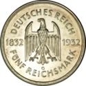 5 Reichsmark (Centenary - Death of Goethe - A, D, E, F, G, J
