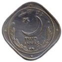2 Annas (1/8 Rupee - Star left of Moon)