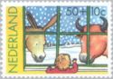 Child looking at Donkey and Ox through Window