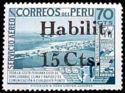 Aircraft over La Punta- overprint 15c on 70c