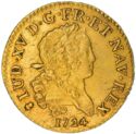 1 Louis d'or (Louis XV. Mirliton large palm - S - Reims)