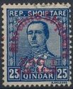 King Zog I of Albania overprinted in red