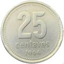 25 Centavos (CuNi - Thin Lettering)