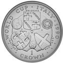 1 Crown (14th World Cup footbal 1990 Italia - Bologna, Genoa, Cagliari)