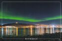 Murmansk. View of the City from the Kola Bay. Northern Lights