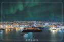 Murmansk. View of the City and Sea Port. Northern Lights