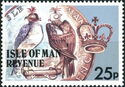 Crown and hooded falcons, depicted on 2p coin