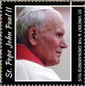 Pope John Paul II Facing Right, White text in Black Border
