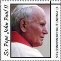 Pope John Paul II Facing Right, Black text in White Border