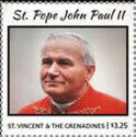 Pope John Paul II in red, Gray Background