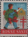 Tuberculosis Christmas Seal, Boy carrying Wreath