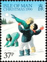 Children throwing snowballs (value in black)