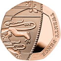 20 Pence (Royal Arms Shield Puzzle Memorial - Gold)