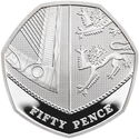 50 Pence (Royal Arms Shield Puzzle Memorial - Silver)