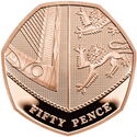 50 Pence (Royal Arms Shield Puzzle Memorial - Gold)