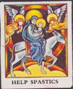 Help Spastics. Angels, Holy Family on a donkey