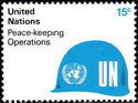 Peacekeepers with the UN emblem