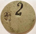 Old church token with mintmark cross / Nominal value 2
