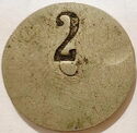 Old church token with mintmark cross / Nominal value 2