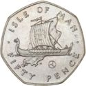 50 Pence (Sailing Viking Ship over Map)