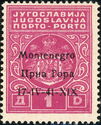 Yugoslavia Postage Due Overprint "Montenegro..."